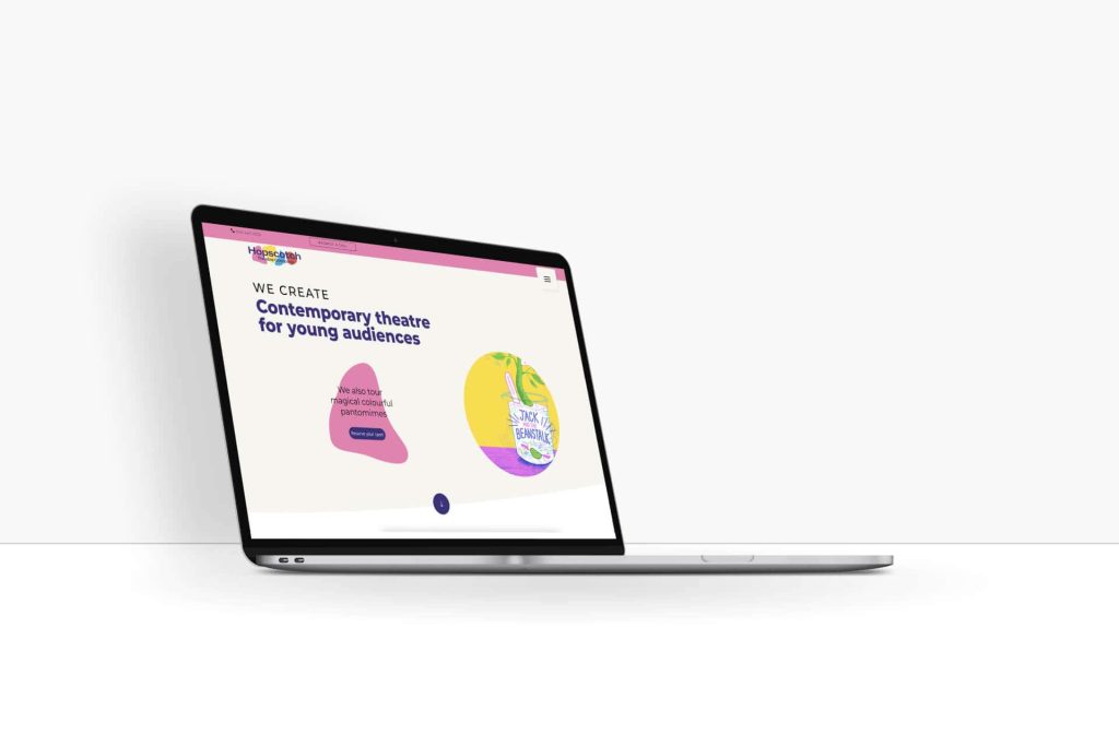 A theatre companies' website on a laptop, designed by Gently Created